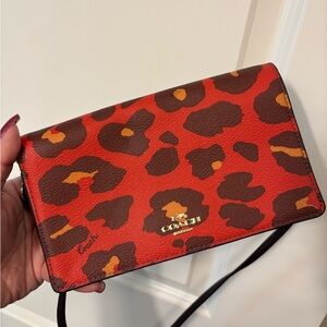 Red leopard coach crossbody